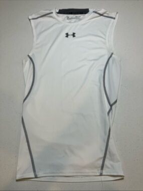 Under Armour White Sleeveless Performance Tank with Gray Accents
